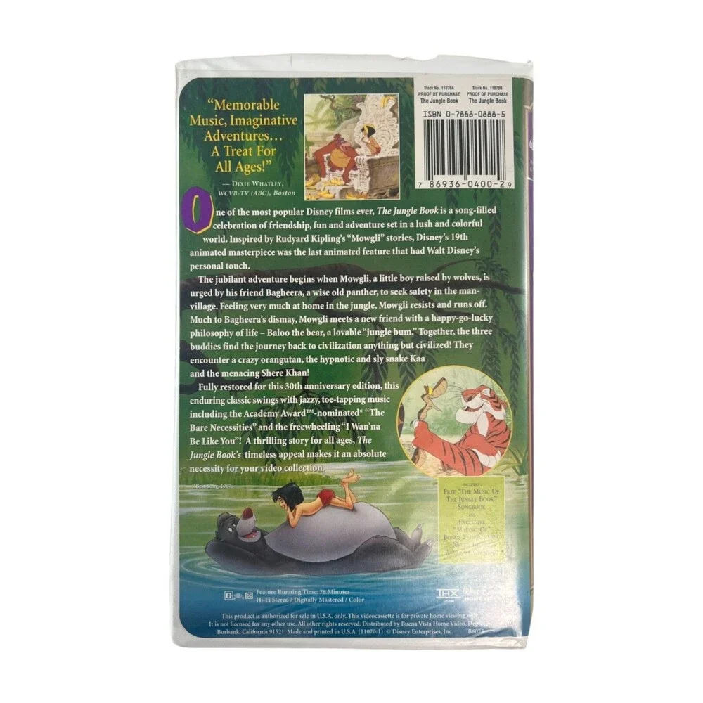 The Jungle Book (VHS, 1997, Disney 30th Anniversary Edition) TESTED & Clean